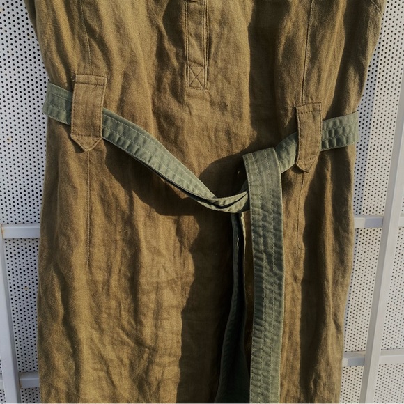 Bye women’s size S linen button front belted waist sleeveless army dress - Picture 9 of 12